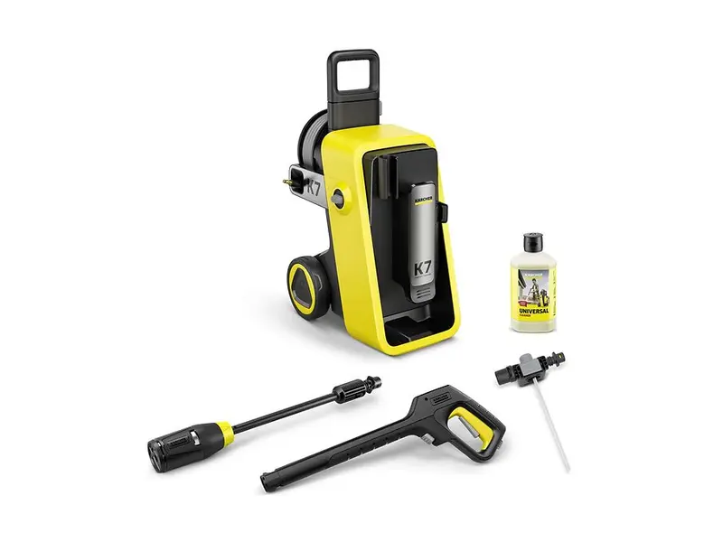 Kärcher K 7 Comfort Premium, gul högtryckstvätt med slangvinda, pistol, lans och rengöringsmedel