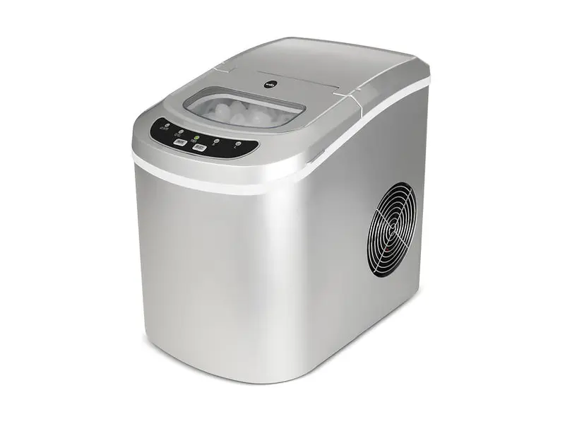 Wilfa ICE-12S Frostbitt, silverfärgad isbitsmaskin i plast med svart lock och kontrollpanel