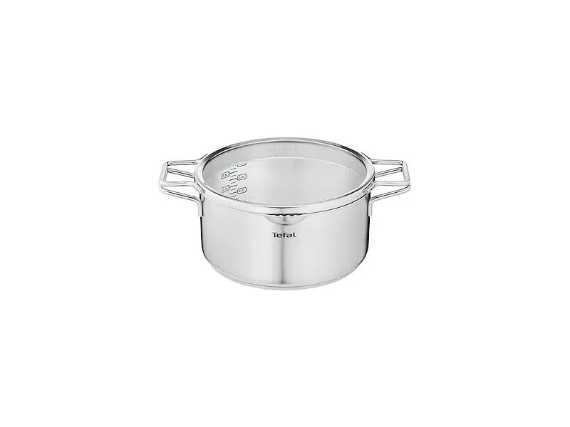 Tefal Nordica gryta i rostfritt stål med glaslock med inbyggd sil