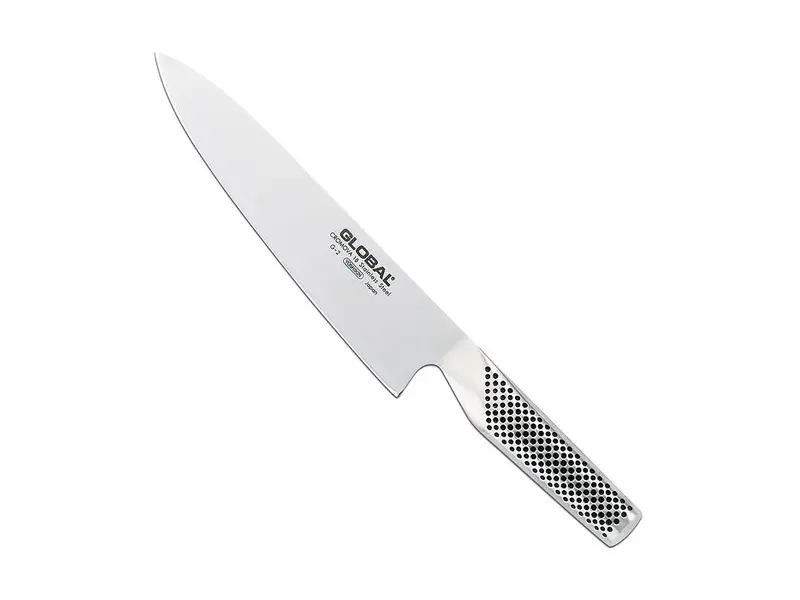 Global G-2 kockkniv 20 cm med helgjutet handtag i rostfritt stål och prickmönster