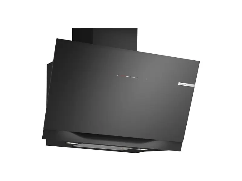 Bosch Serie 8 DWK91LT60 vägghängd köksfläkt med svart klarglasfront, 90 cm
