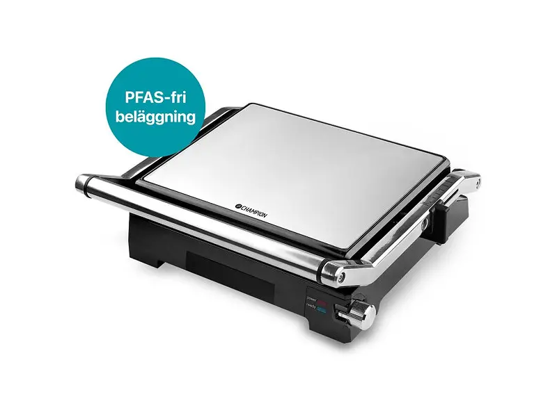 Champion Paninigrill Pro Health PG600 med lock och handtag i rostfritt stål