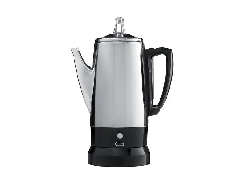 C3 Perkolator Original Eco 6 koppar i blankpolerat rostfritt stål med sladdlös kanna
