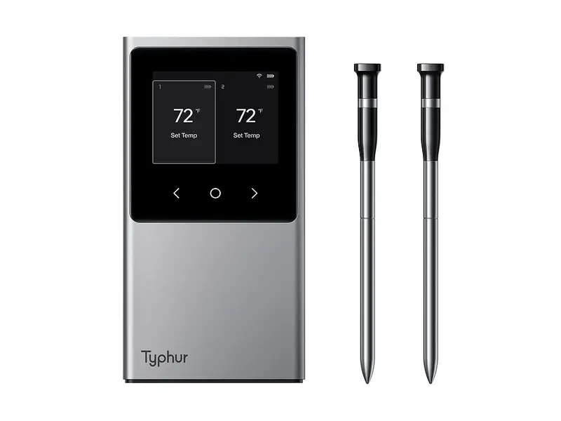 Typhur Sync Dual med två trådlösa sonder och basstation med display