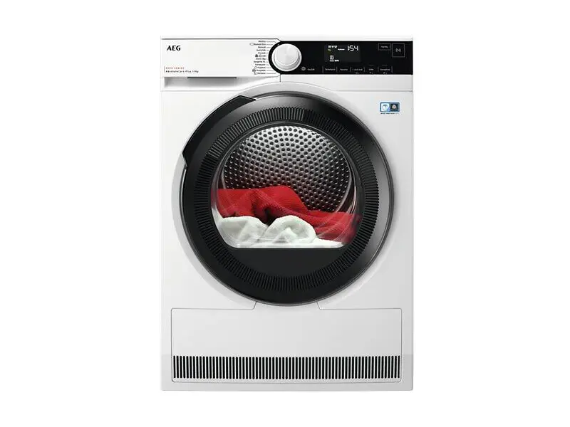 AEG TR934A95G, vit torktumlare med svart lucka