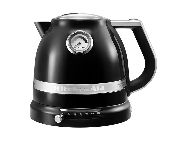 KitchenAid Artisan 5KEK1522 svart vattenkokare med temperaturvisare på kannan