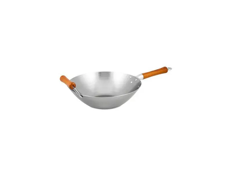 Ken Hom Excellence Wok 32 cm i blankt kolstål med trähandtag och hjälphandtag